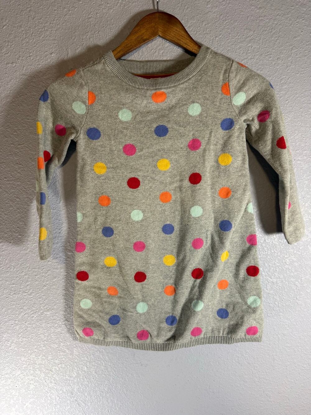Gap Kids Girls S 6–7 Gray Rainbow Polka Dot Longline Sweater